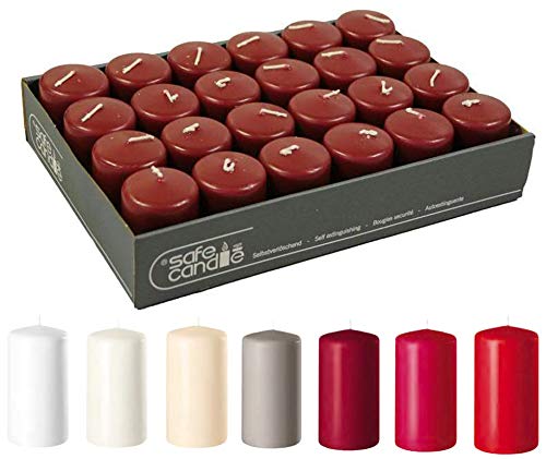 Bougies piliers rouges auto-extinguibles en lot pour décoration de table de fête