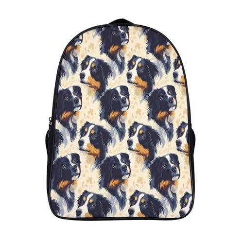 Sac à dos école imprimé chien 3D étanche avec 2 compartiments pour ados et adultes