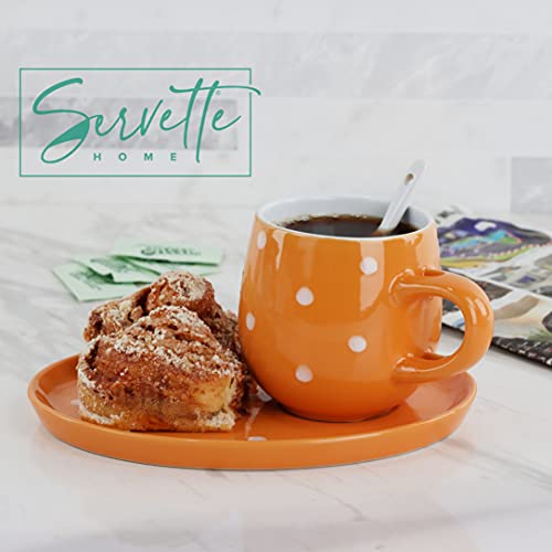 Coffee Mugs Set With Plate And Spoon Cup And Saucer Set 11Oz - Orange #TOP6