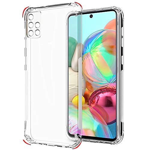 Image of TheGiftKart Ultra Clear Slim Anti-Slip Grip Soft Silicone Back Cover Case with Complete Camera Protection & Anti-Dust Plugs Built-in for Samsung Galaxy A71 (Transparent)