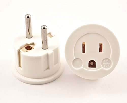 VCT USA to Europe Travel Plug Adapter Grounded German Schuko Plug Type E/F Continental Europe Electrical Adapter (VP-11W)
