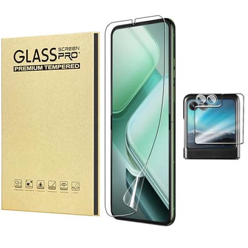 Fourmor Compatible for Motorola Razr 2024/ Razr 2025Combination 3-piece set High definition water coagulation film [inner screen]+External screen tempered film+Transparent lens film