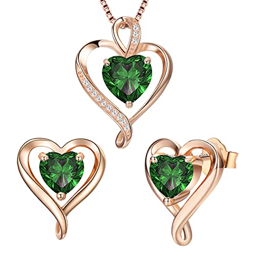 LAVUMO Parure Bijoux Femme Collier Boucles d'Oreilles Parure pour Femmes (Or Rose-Peut) Cover