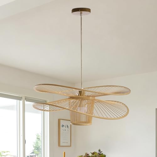 Boho Bamboo Pendant Light Fixture for Home Decor