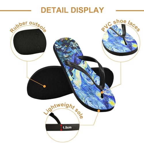 Nander Van Gogh Style Starry Sky Sandal Flip Flops of Men's & Women's,Beach Slippers Flip Flops Shower Shoes2