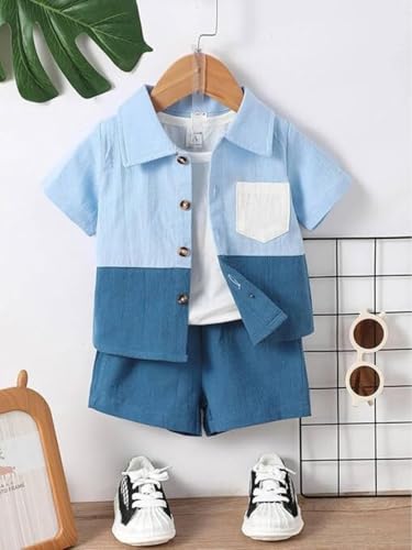 Image of URBAN OX Stylish Boys Co ords Dress Set | Printed Shirts and Shorts for Kids Clothes