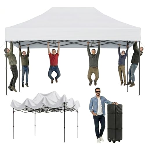 Image of Aoxun Pop Up Gazebo 3 x 4.5m Waterproof Outdoor Canopy with Wheeled Carrybag,6 Weight Bags, 8 Stakes and 4 Ropes, Heavy Duty Instant Shelter for Garden Party BBQ, White