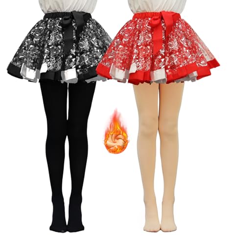 FANCAME Fleece Lined Ballet Tights for Girls, Toddler Thermal Footed Dance Tights Warm Thick Microfiber Cozy Stockings