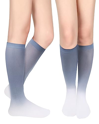 Image of Benefeet Sox Women Girls Thin Nylon Knee High Socks Long Tube Socks Unisex Soft Cozy High Calf Sock Tie Dye /Gradient