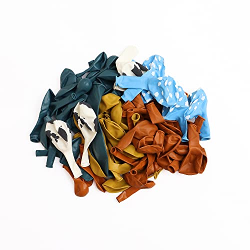 Mydecorbl Balloons Combination,91 Pcs Cow And Clouds Party Balloons Garland Arch Kit Slate Blue Natural Sand Cloud Retro Burnt Orange Mustard Yellow Balloon For Baby Shower Farm Theme Birthday Party #TOP4