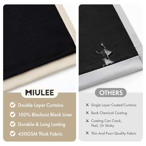 Image of MIULEE Cream Beige Blackout Curtains for Bedroom 40x54 Inch Long 2 Panels | 2 Thick Layers Thermal Insulated Short Window Curtains, Noise Reducing Grommet, Drapes for Kitchen Living Room,2 Panels
