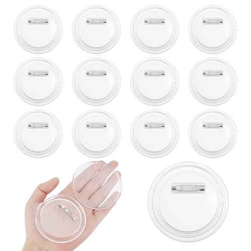 12 Pack 3 Inch Clear Acrylic Button Pins - DIY Custom Pins Badges Blank Photo Buttons for Crafts Badge Making School Projects Teams Personalized Gifts