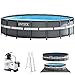 Intex Frame Pool Set Ultra Rondo XTR Ø 549 x 132 cm, Pool, Sandfilteranlage, Abdeckplane, Bodenschutzplane, Sicherheitsleiter, GS, Grau, 26330GN