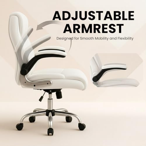 Image of Lakdi The Furniture Co High-Back Directior Office Chair and Executive Chair, Ergonomic Leatherette Desk Chair|Adjustable Arm Rest for 5-Year Warranty & Free Assembly-111012161 White