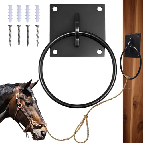 MingWeiZnb Horses Tie Ring - Black Safe Heavy Duty Tying Ring for Stall, Trailer & Training,
