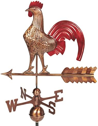 Rooster Weathervane - Pure Copper Hand Finished Multi-Color Patina by Good Directions