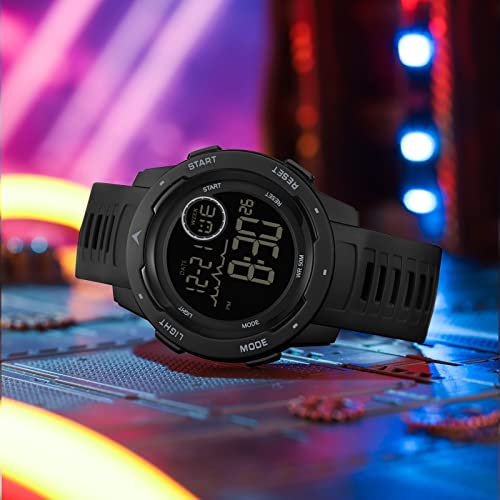 findtime Red Mens Digital Sports Watch for Women, Reloj para Hombre Tactical Military 5ATM Waterproof Watches for Men with LED Back Ligh/Alarm/Date/12/24H Stopwatch Outdoor Unisex3