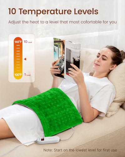 Image of RENPHO Heating pad for Back Pain, Heating Pad for Neck and Shoulder and Back with Auto Shut Off, Birthday Gifts for Mom Dad Women Men, FSA Eligible, ETL Certified, 12 inchx24 inch, Green