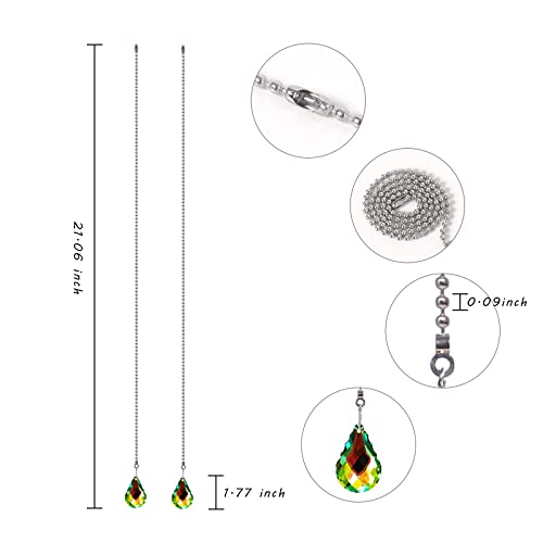 Image of 2pcs Crystal Prisms Pull String Light Fixture Fan Pull Chain Extender Connectors Pendant