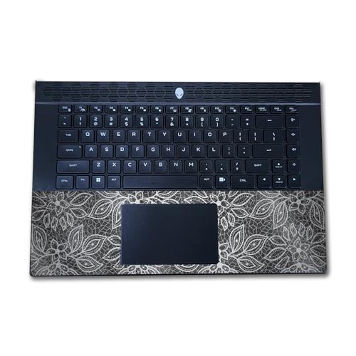 Image of Glossy Glitter Laptop Skin Compatible with Alienware M16 R2 (2024) - Floral Lace - Premium 3M Vinyl Protective Wrap Decal Cover - Easy to Apply | Crafted in The USA by MightySkins