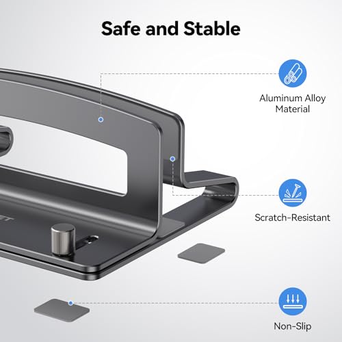 Image of TECKNET Vertical Laptop Stand, Adjustable Aluminum Laptop Stand (Fits Up to 17.3 inch), Space-Saving Vertical Stand with Non-Slip & Scratch-Resistant Silicone, Compatible with MacBook Pro /Air, Dell, HP
