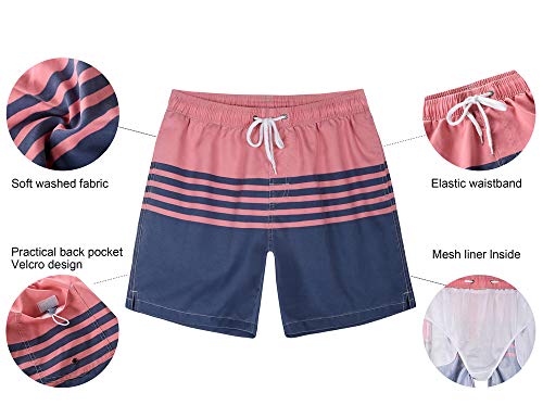 Nonwe Men's Beachwear Strip Casual Fit Soft Washed Swim Trunks Gray 36 #TOP4