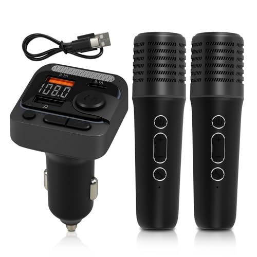 QKVCX Wireless Bluetooth Car Karaoke Microphone Kit Plug in Cigarette Lighter, 30H Duration 10M Range | Perfect for Outdoor Parties, Travel Sing-Alongs & Group Gatherings