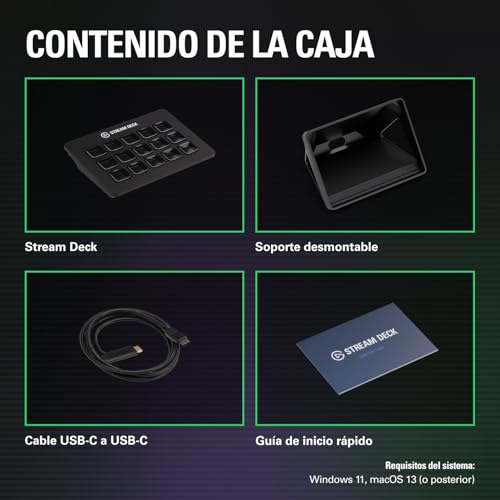 Elgato Stream Deck MK.2 – Controlador de estudio, 15 teclas macro, activa acciones en apps y software como OBS, Twitch, YouTube y otros, funciona en Mac y PC