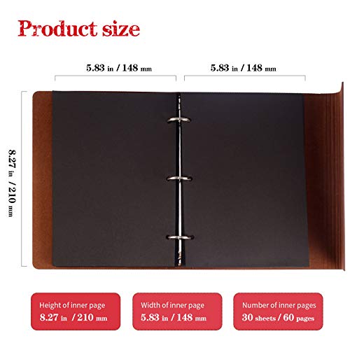 RYMALL Fotoalbum zum Selbstgestalten,Leder Fotoalbum Retro Scrapbook Album Scrapbooking Album 22 * 18cm DIY Vintage… – Bild 7