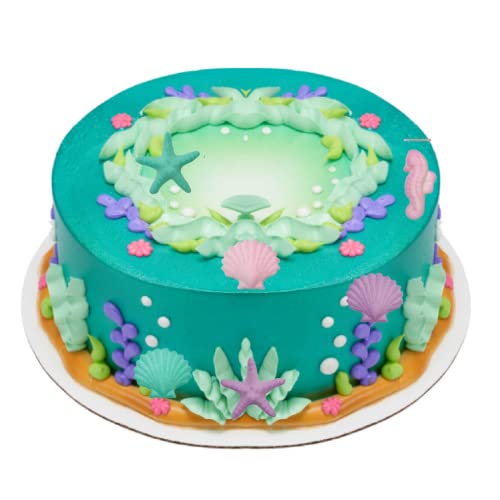 12Pack Pink Purple Teal Edible Seahorses Starfish Shells Shimmer Sugar Cake With 12 Seashell Stickers #TOP1