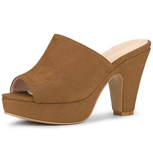 Image of Allegra K Women's Open Toe Platform Chunky Heel Slides Sandals