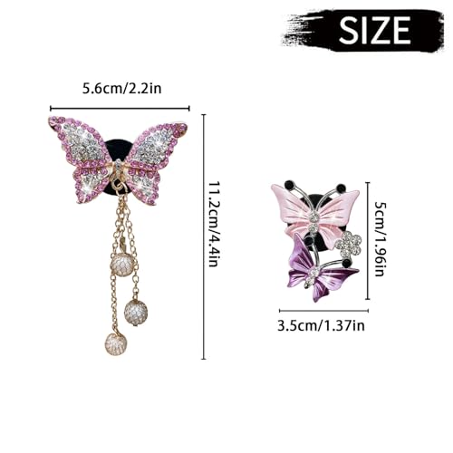 Image of 4 Pcs Pink Bling Butterfly Car Air Fresheners Vent Clips Diffuser Vent Clip Rhinestone Diamond Decoration Car Interior Decor Cute Accessories for Women, Automotive Air Fresheners（2 styles）