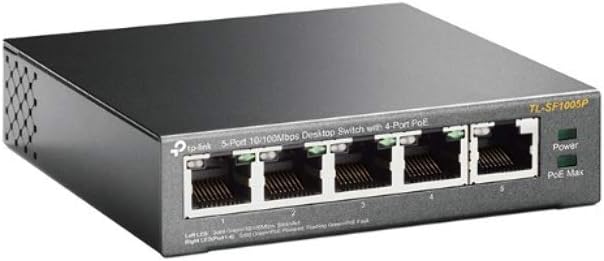 TP Link TL SF1005P Desktop Switch with 4 PoE Ports @56W, Plug & Play, Sturdy Metal with Shielded Ports, Fanless, Limited Lifetime Protection, Traffic Optimization, Unmanaged, 5-Port 10/100 Mbps