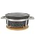 AUPLEX Round Japanese Hibachi Yakitori Charcoal Grill, Small Handmade Tabletop Cecamic BBQ Grill for Indoor/Outdoor Camping w/t Bamboo Heat Shield, Gift for Thanksgiving Christmas -14“