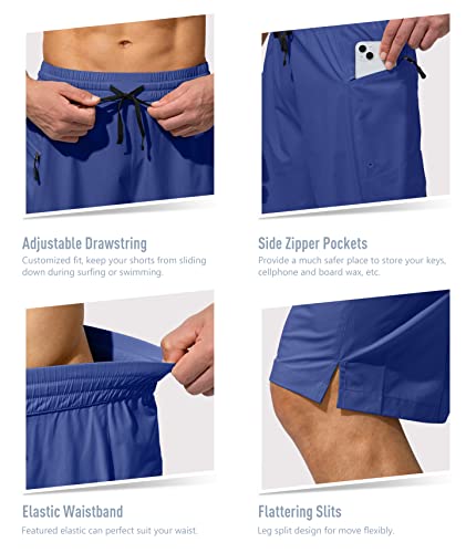 Image of Men's Swim Trunks Quick Dry Board Shorts with Zipper Pockets Beach Shorts Bathing Suits for Men - No Mesh Liner