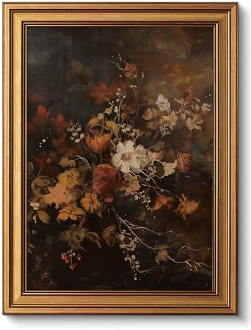Amazon.com: BRUZYIYE Vintage Gold Framed Wall Art Moody Floral Wall Art ...