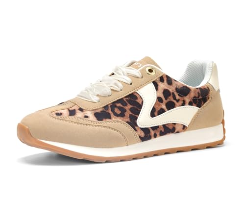 LUCKY STEP Baskets Femmes Mode - Tendances Tennis, Neutres & Stylisées, Retro Trainers, Casual Course & Marche (Léopard, 8.5US-39EU-6UK)