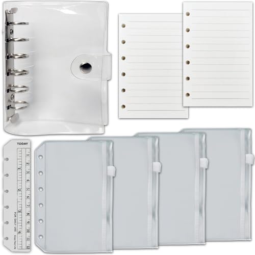 天玉堂 A7 システム手帳 ミニ6穴 リフィル可 透明PVCカバー ファスナーポケット付き メモ帳セット