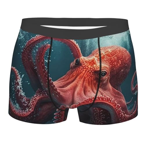Kraken monster Red octopus sea water Men Boxer Briefs Underwear Breathable Stretch Underpants Small