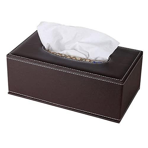 High-end Fashion Pu Leather Tissue Box Holder Business Black,Rectangular Tissue Box Cover,Napkin Holder Drawer Paper Dispenser,Home Office car Tissue Holder with Magnetic Bottom (Brown)