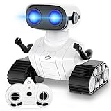 Dhapy Robot Toys, Rechargeable Remote Control Toys for Kids, 2.4Ghz RC Robot Toys with Music and LED Eyes, Gifts for Boys and Girls Ages 3+ (White)