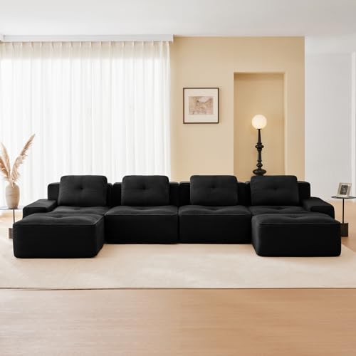 Image of Corduroy Modular Sectional Sofa, Oversized Cloud Couches for Living Room