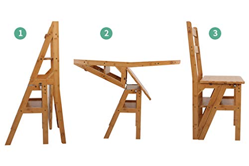 Taburete de peldaño plegable anticaídas con escalera de madera resistente para el hogar 7