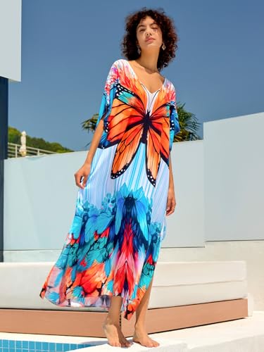 Image of NFVNKJ Women's Plus Size Beach Lounge Kaftan Maxi Dress Swimsuit Coverup for Women