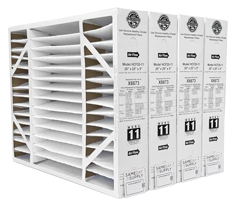 Lennox Healthy Climate X6673-20 x 25 x 5 Healthy Climate HCF20-11 Air Filter MERV 11 Filter Bundle with Same Day Supply Filter Change Reminder Magnet (4)