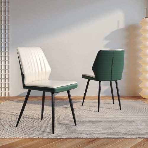 play haha Contemporary Dining Chairs Set of 2, Faux Leather Upholstered Kitchen Chairs with Curved Backrest, Metal Legs Featuring X-Shaped Support, Adjustable Foot Pads, Dining Room Seating - Image 8