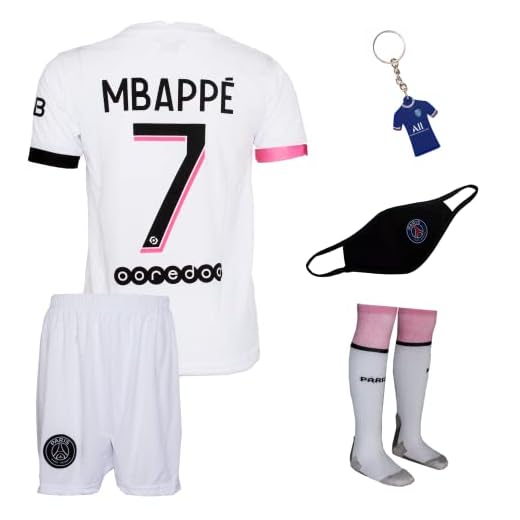 Equipación de fútbol para niños, diseño del Paris #7 Mbappe-Neymar 2020-2021, visitante 2021, Mbappe Away, 128 cm