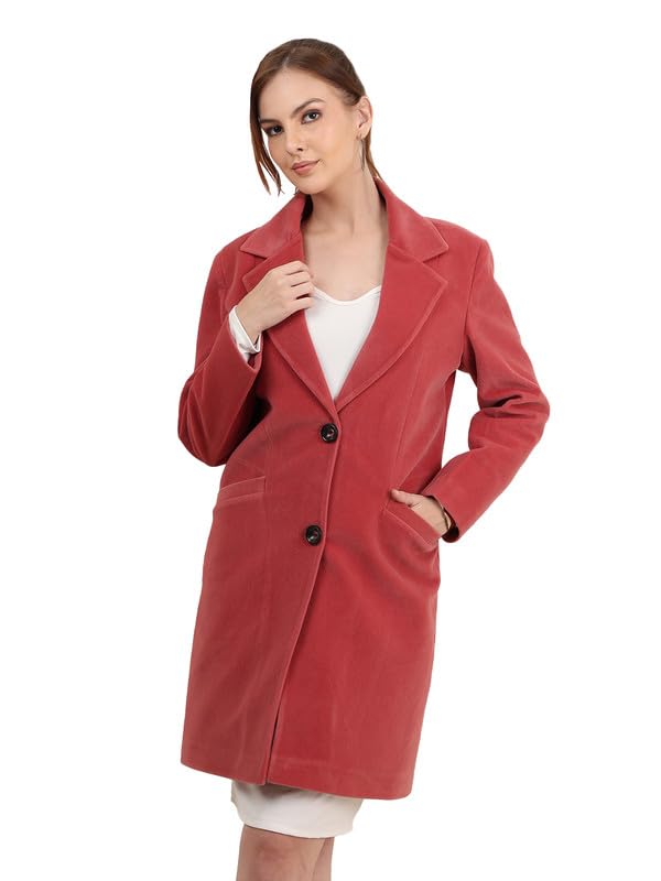 Image of PLAGG Women's Notched Lapel Long Overcoat