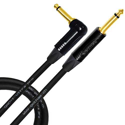 Gotham GAC-1 Ultra Pro - Cable de instrumento para guitarra y bajo (2 m, 21 pf/ft), con conectores Neutrik chapados en oro de 6,35 mm