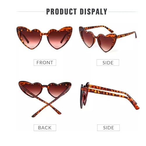 Heart-Shaped Leopard Print Sunglasses for Women.Vintage Cat Eye Mod Style Against Ultra-Violet Protective Glasses.3